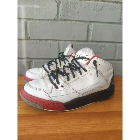 Nike Air Jordan Flight Origin Youth Sz 13C White Black Red Shoes 602669-101 - Picture 3 of 6